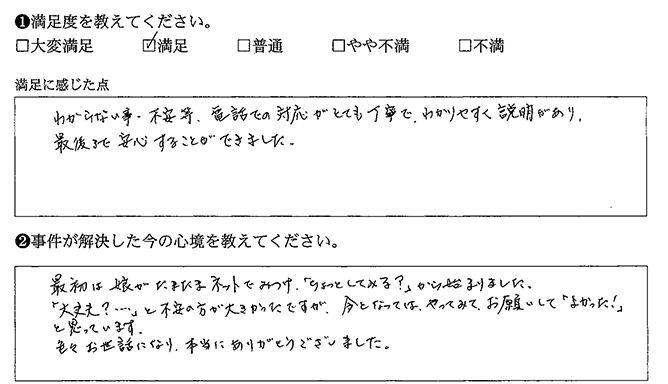 不安の方が大きかったですが、今となってはお願いして「よかった!」と思っています