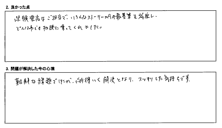 多くの選択肢から最善策を提案してもらえました